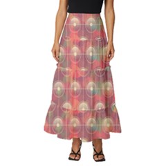 Background Abstract Tiered Ruffle Maxi Skirt