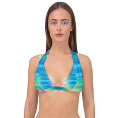 Wave Rainbow Bright Texture Double Strap Halter Bikini Top by Semog4