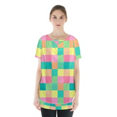 Checkerboard-pastel-squares- Skirt Hem Sports Top