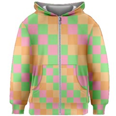 Checkerboard-pastel-squares Kids  Zipper Hoodie Without Drawstring by Semog4