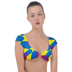 Colorful-red-yellow-blue-purple Cap Sleeve Ring Bikini Top by Semog4