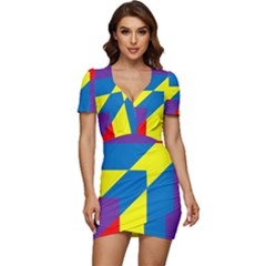 Colorful-red-yellow-blue-purple Low Cut Cap Sleeve Mini Dress by Semog4