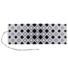 Square-diagonal-pattern-monochrome Roll Up Canvas Pencil Holder (m) by Semog4