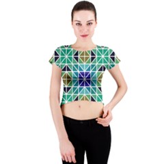 Mosaic-triangle-symmetry- Crew Neck Crop Top by Semog4