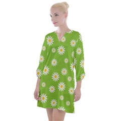 Daisy-flowers-floral-wallpaper Open Neck Shift Dress