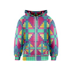 Checkerboard-squares-abstract--- Kids  Zipper Hoodie by Semog4