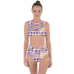 Abstract Shape Color Gradient Bandaged Up Bikini Set 