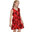 Red Diamond Shapes Pattern Kids  Sleeveless Tiered Mini Dress View3