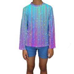 Blue Magenta Speckles Line Kids  Long Sleeve Swimwear by Semog4