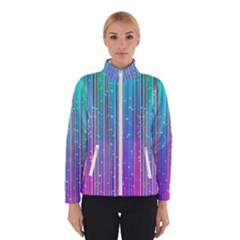 Blue Magenta Speckles Line Women s Bomber Jacket by Semog4