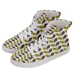 Leaf Plant Pattern Seamless Men s Hi-top Skate Sneakers