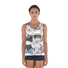 Cute Cat Couple Seamless Pattern Cartoon Sport Tank Top  by Semog4