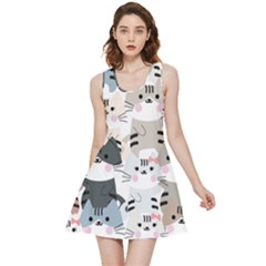 Cute Cat Couple Seamless Pattern Cartoon Inside Out Reversible Sleeveless Dress by Semog4