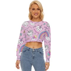 Beautiful Cute Animals Pattern Pink Lightweight Long Sleeve Sweatshirt