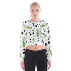 Giant Panda Bear Green Bamboo Cropped Sweatshirt