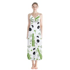 Giant Panda Bear Green Bamboo Button Up Chiffon Maxi Dress by Salman4z