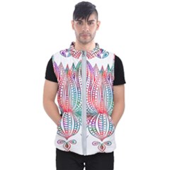 Lotus Feathers Boho Watercolor Men s Puffer Vest by Salman4z