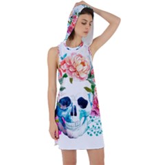 Day Of The Dead Skull Art Racer Back Hoodie Dress by Salman4z