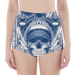 Skull Drawing High-waisted Bikini Bottoms