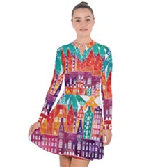 Vector Graphics Amsterdam Silhouette Long Sleeve Panel Dress by Salman4z