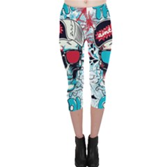 That Cool Graffiti Skull Capri Leggings 