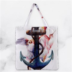 Anchor Watercolor Painting Tattoo Art Anchors And Birds Grocery Tote Bag by Salman4z