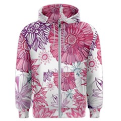 Red And Pink Flowers Vector Art Asters Patterns Backgrounds Men s Zipper Hoodie by Salman4z