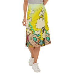 Doodle Wallpaper Artistic Surreal Midi Panel Skirt by Salman4z