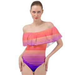 Sunset Summer Time Off Shoulder Velour Bodysuit 