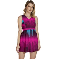 Futuristic Cityscape Sleeveless High Waist Mini Dress by Salman4z