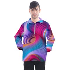 Colorful 3d Waves Creative Wave Waves Wavy Background Texture Men s Half Zip Pullover