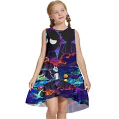 Rick And Morty In Outer Space Kids  Frill Swing Dress by Salman4z