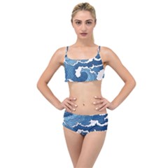 Waves Aesthetics Illustration Japanese Layered Top Bikini Set