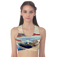 Wave Japanese Mount Fuji Woodblock Print Ocean Sports Bra by Salman4z