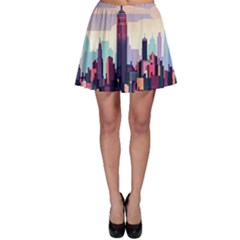 New York Skyline Cityscape Nyc New York City Landmark Skater Skirt by Jancukart