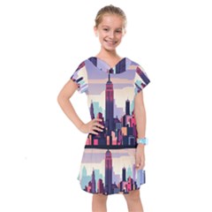 New York Skyline Cityscape Nyc New York City Landmark Kids  Drop Waist Dress