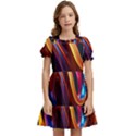 Waves Splash Liquid Paint Wall Kids  Puff Sleeved Dress View1