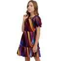 Waves Splash Liquid Paint Wall Kids  Puff Sleeved Dress View3