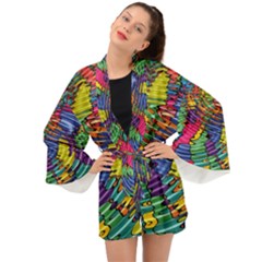 Waves Particles Vibration Atom Physics Technology Long Sleeve Kimono by Jancukart