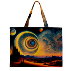 Surrealist Fantasy Dream Moon Space Zipper Mini Tote Bag by Jancukart