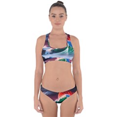 Sea Ocean Waves Rocks Sunset Artwork Cross Back Hipster Bikini Set