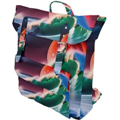 Sea Ocean Waves Rocks Sunset Artwork Buckle Up Backpack by Jancukart