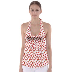 Watercolor Strawberry Babydoll Tankini Top by SychEva