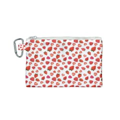 Watercolor Strawberry Canvas Cosmetic Bag (small) by SychEva