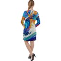 Tsunami Waves Ocean Sea Nautical Nature Water Art Long Sleeve Hoodie Dress View2