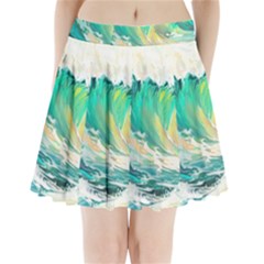 Waves Ocean Sea Tsunami Nautical 90 Pleated Mini Skirt by Jancukart