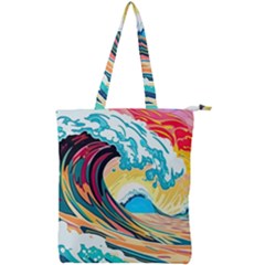 Waves Ocean Sea Tsunami Nautical 8 Double Zip Up Tote Bag by Jancukart