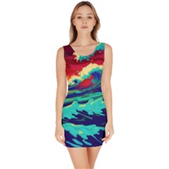 Tsunami Waves Ocean Sea Nautical Nature Water 9 Bodycon Dress