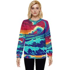 Tsunami Waves Ocean Sea Nautical Nature Water 9 Hidden Pocket Sweatshirt