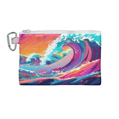 Tsunami Waves Ocean Sea Nautical Nature Water 2 Canvas Cosmetic Bag (medium) by Jancukart